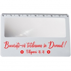 Card cu rigla si lupa, Bucurati-va totdeauna in Domnul!